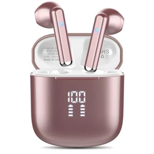 OYIB Wireless Earbuds Bluetooth 5.3, ENC Mic, 25H Playtime, IPX7 Waterproof, Rose Gold | HD Stereo Sound thumbnail 1