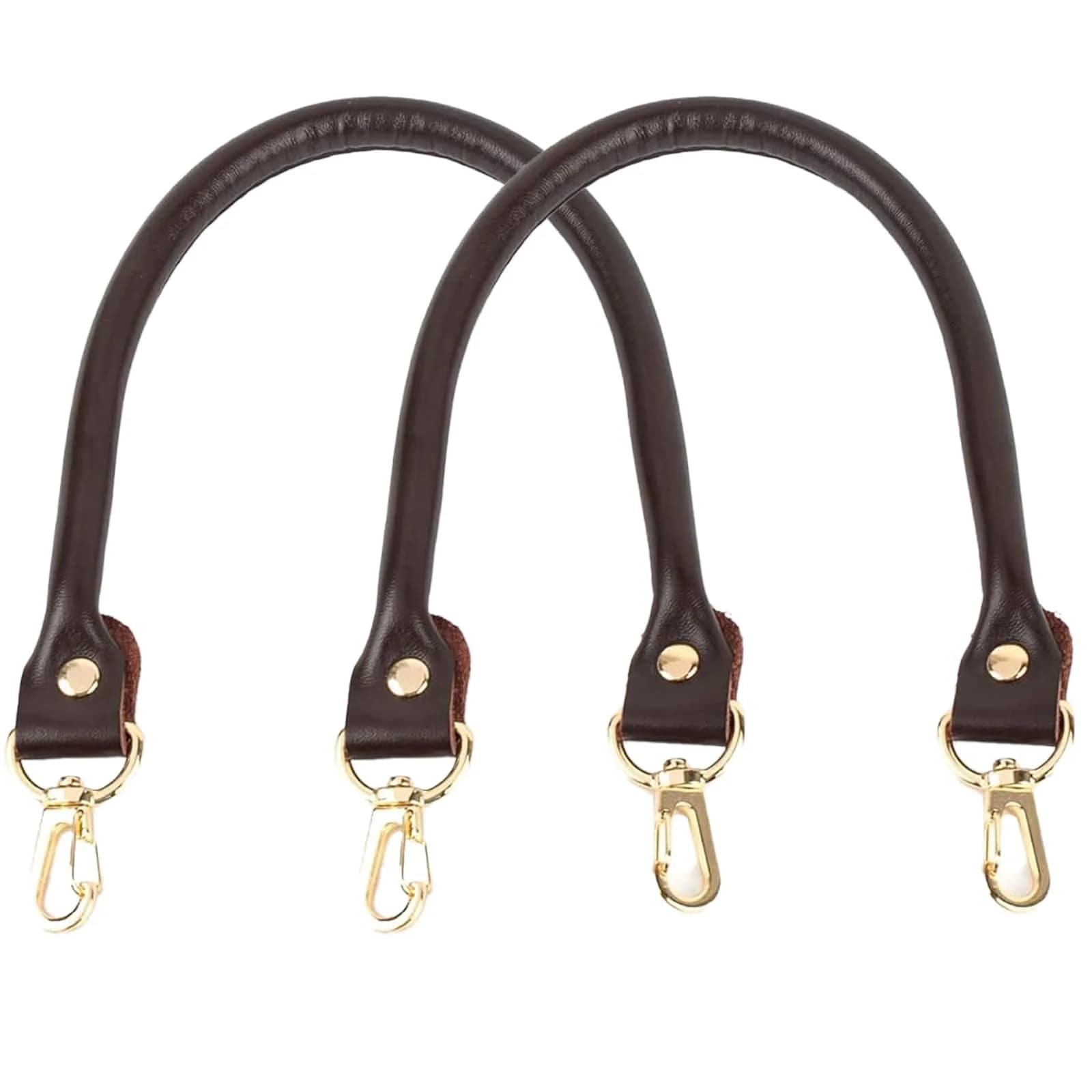 AUEAR Replacement Handbag Straps Brown PU Leather 39.88 cm (15.7 Inches) | 2 Pack with Gold Metal Lobster Buckles — Dark Brown