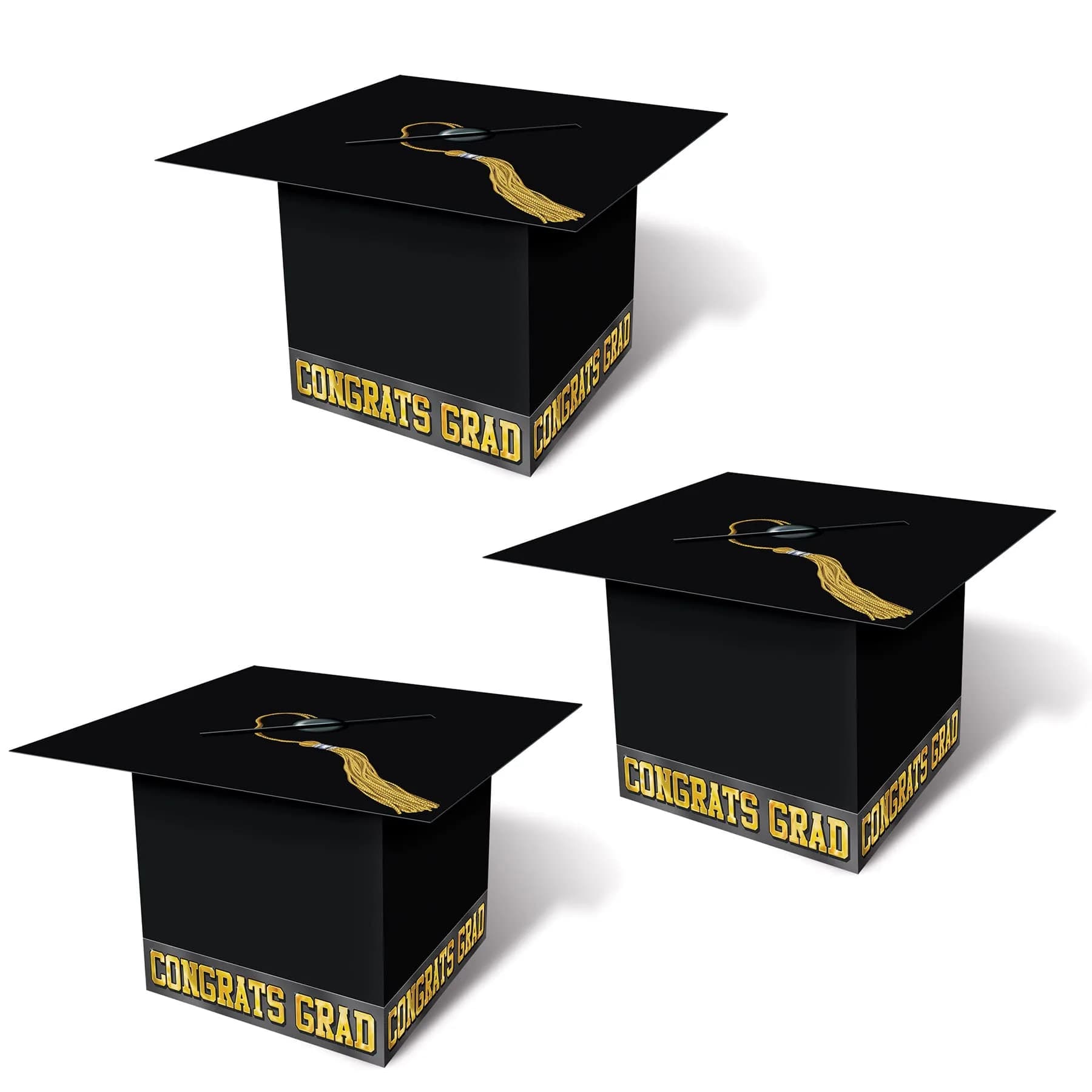 Beistle White Card Box Holders 2 Piece 30.48cm x 30.48cm (12" x 12") | Customizable for Any Celebration — Black/Gold