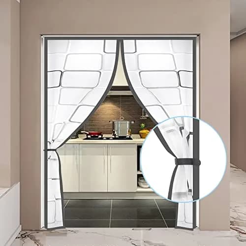 Alyseldy Insulated Door Curtain Magnetic Thermal Door Cover 74 x 81.5 Inch | Energy Saving for AC Rooms thumbnail 4