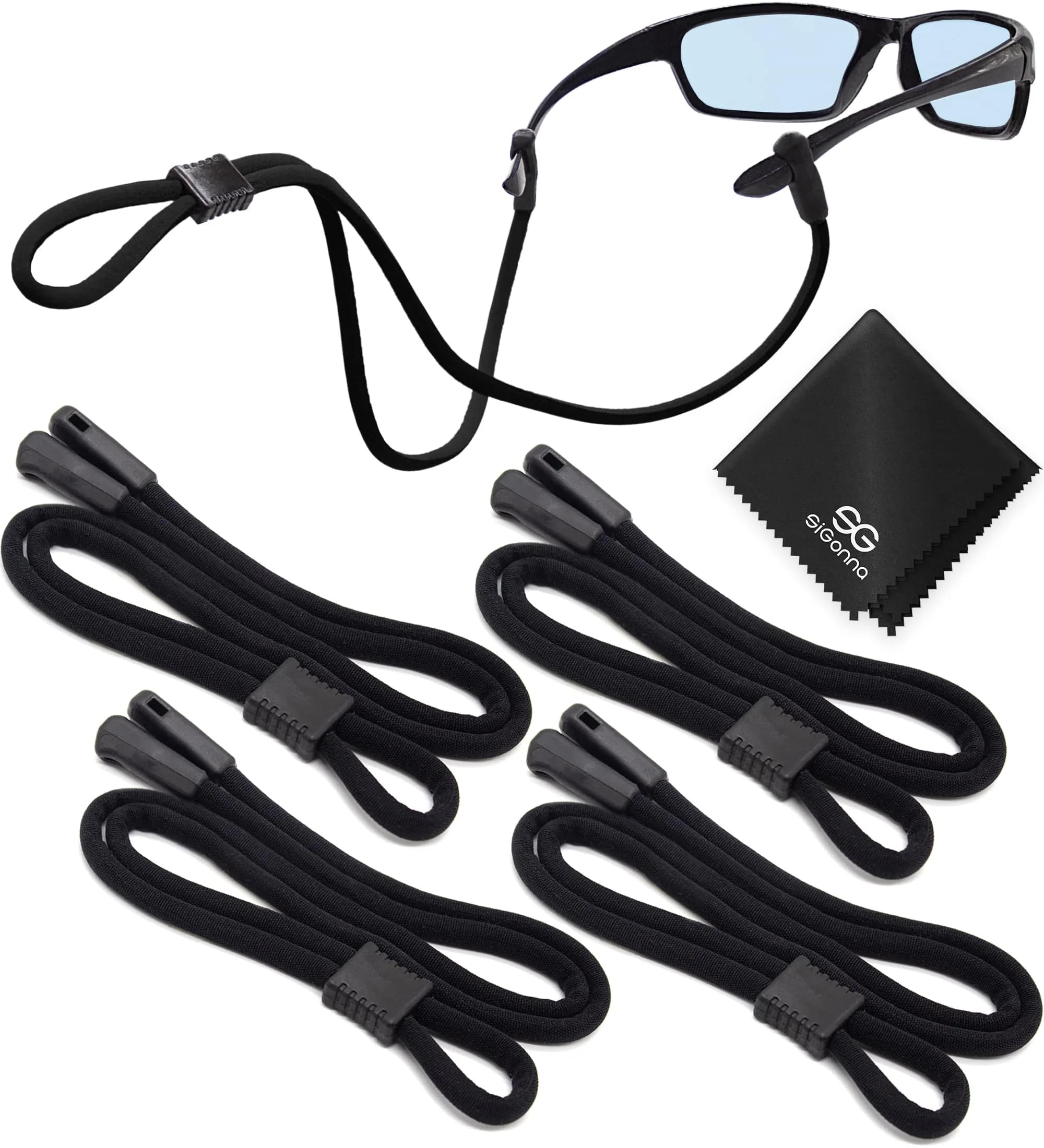 SIGONNA Eyeglass Holder Strap 68.5cm (27") | Adjustable Neck Strap for Men & Women, Secure Fit for All Eyewear — Black