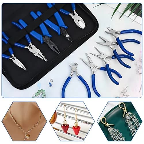 Shynek Jewelry Pliers, Set of 10 Professional Jewelry Making Pliers Tools for Craft, Wire Wrapping | Heavy Duty Steel, 5 Inch, Blue Handles thumbnail 6