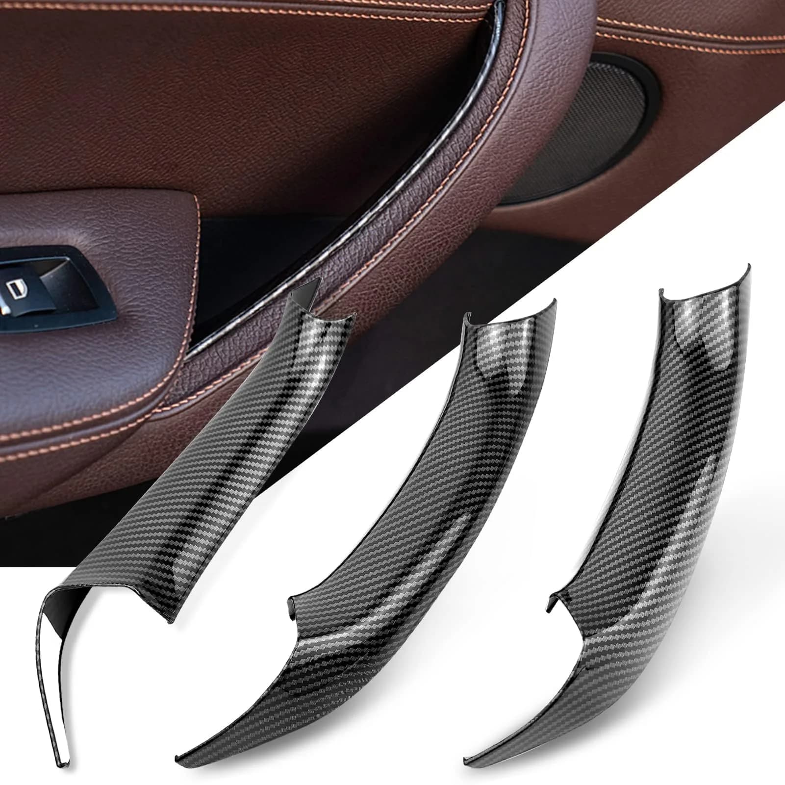 Jaronx Carbon Fiber Pattern Door Handle Covers for BMW X3 F25/X4 F26 (3-Piece Set) - main product image