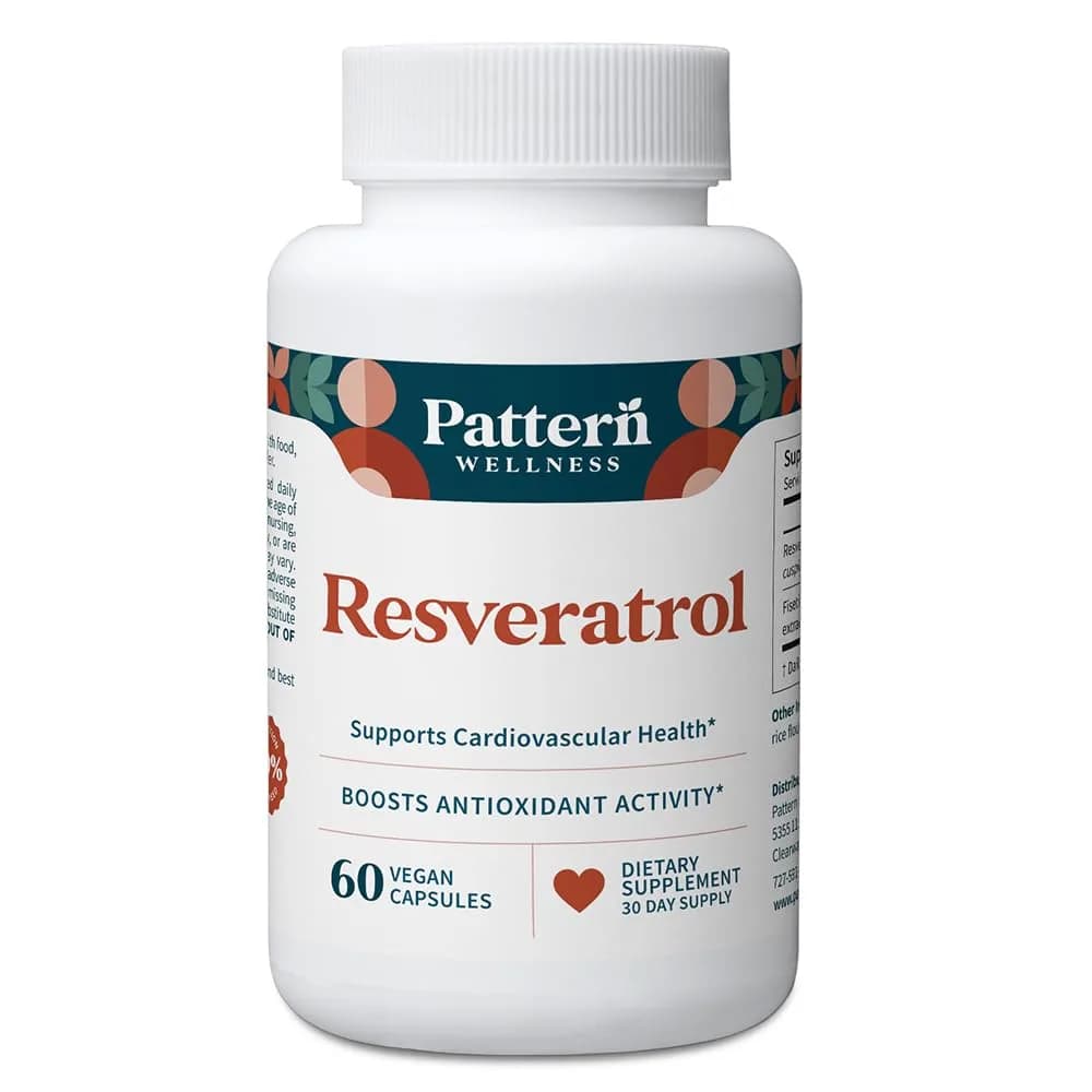 Pattern Wellness Resveratrol Supplement – 60 Capsules | Supports Heart & Cellular Health - main product image