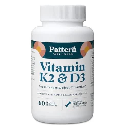 Pattern Wellness Vitamin K2 & D3 Supplement – 60 Capsules thumbnail 1