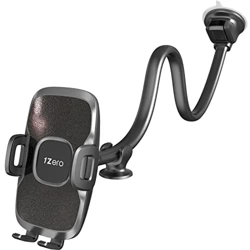 1Zero Solid Car Truck Phone Mount Holder Black with 14" Gooseneck Long Arm | 360° Rotation & Strong Suction thumbnail 1