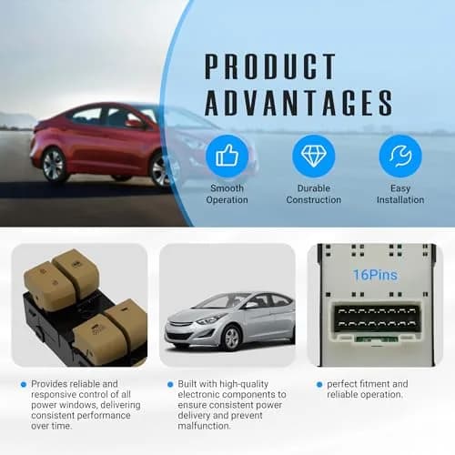 NOVAPARTS Left Driver Side Power Master Window Switch 93570-3X000 Beige for Hyundai Elantra 2011-2015 | Auto Down Function thumbnail 3