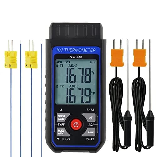 DANOPLUS K Type Thermocouple Thermometer -200~1372℃ (2501℉) | Dual Channel HVAC Temperature Meter Gauge thumbnail 1