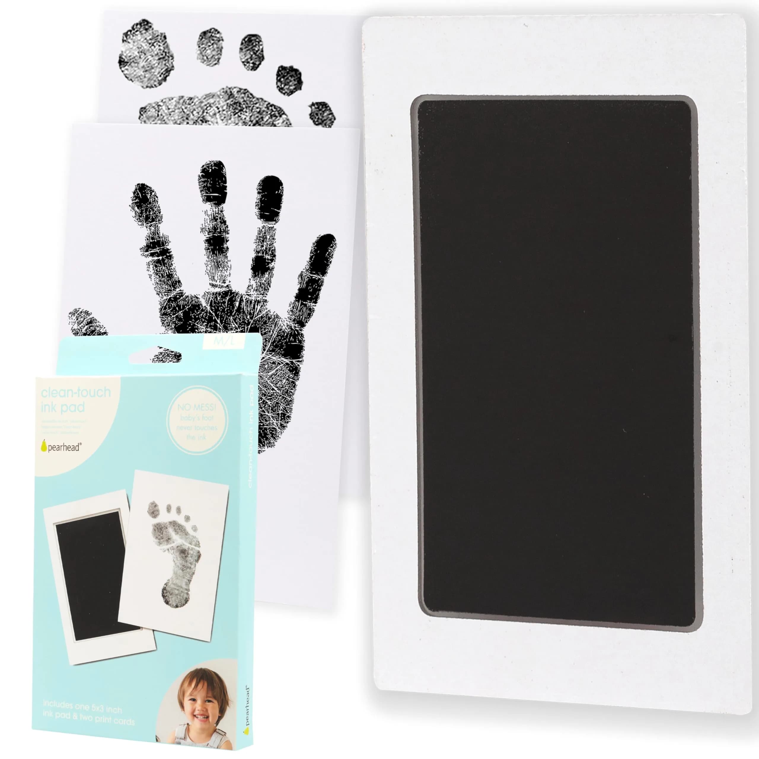Pearhead Clean-Touch Baby Ink Pad Kit, Medium/Large Black | Mess-Free Handprint & Footprint Maker