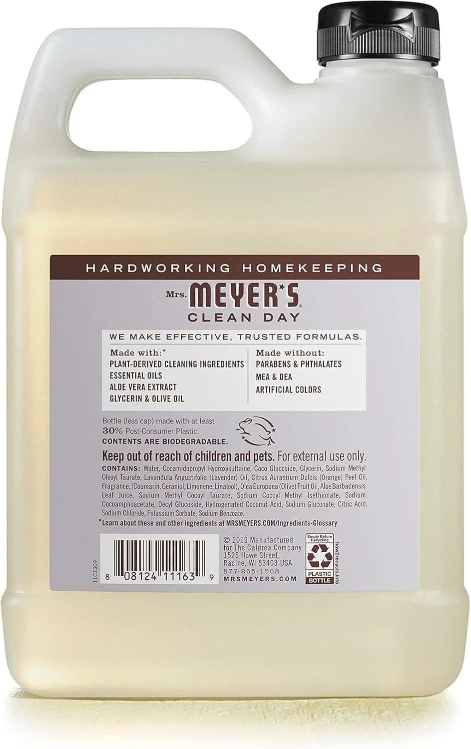 Mrs. MEYER'S HAND SOAP REFILL 66 Fl Oz | Garden-Inspired Scent, Cruelty-Free, Paraben-Free, Aloe & Olive Oil, Made in USA thumbnail 3