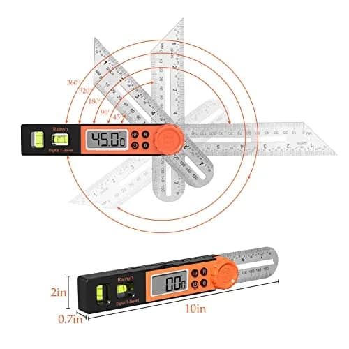 Rainyb Digital Angle Finder & T Bevel Gauge 0-360° | LCD Display & Locking Knob for Woodworking, Construction, DIY thumbnail 4