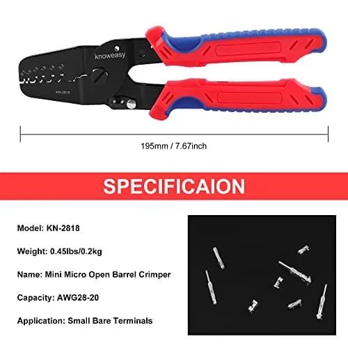 Knoweasy KN-2818 Micro Open Barrel Crimper, 28-20 AWG | Precise, Durable, Portable thumbnail 5