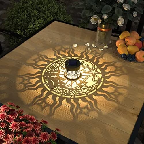 gardencave Sun Moon Solar Fence Lights 2 Pack | Decorative Outdoor Metal Lights thumbnail 6