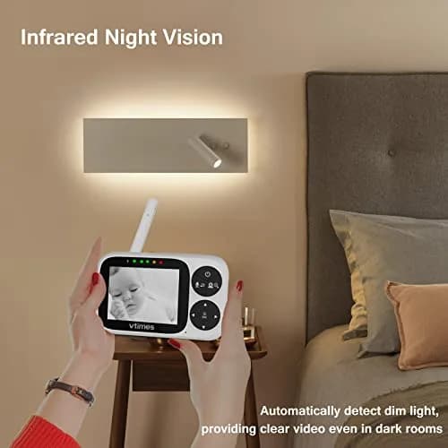 VTimes No WiFi Baby Camera Monitor 3.2" IPS Display | Secure 1000ft FHSS Connection thumbnail 5