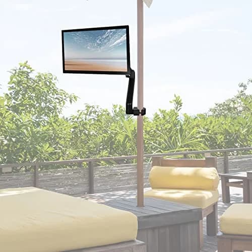 VIVO Black Pneumatic Pole Mounted Monitor Arm for 17-32 in Screens | Full Motion Articulating Arm thumbnail 7
