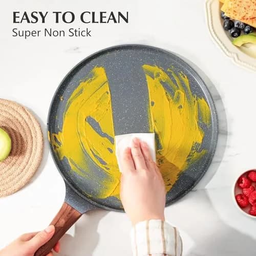 SENSARTE 12 Inch Nonstick Crepe Pan Granite Coating Pancake Pan Gray | Induction Compatible, Lightweight & Easy to Clean thumbnail 5