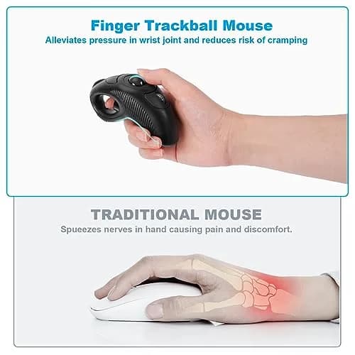 welspo Wireless Trackball Laser Mouse with AAA Battery | Ergonomic Design for Left & Right Hand thumbnail 5