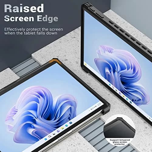 MoKo Rugged Case for 13" Surface Pro 12th Gen 2026, Pro 11/10/9 | Black Hybrid Kickstand Folio with Hand Strap thumbnail 4