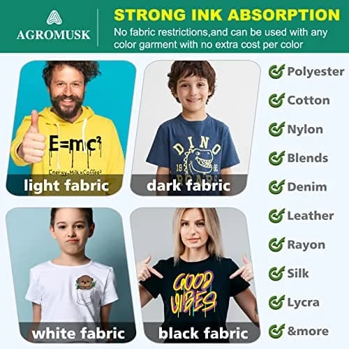 Agromusk DTF Transfer Film 8.3" x 11.7" (A4 Size) 50 Sheets PET Direct to Film Transfer Paper | For All DTF/DTG Printers thumbnail 2