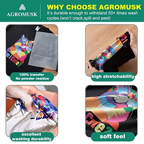 Agromusk DTF Transfer Film 8.3" x 11.7" | Easy Fabric Printing thumbnail 4
