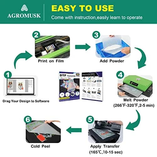 Agromusk DTF Transfer Film 8.3" x 11.7" | Easy Fabric Printing thumbnail 5