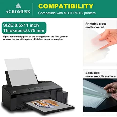 Agromusk DTF Transfer Film 8.3" x 11.7" | Easy Fabric Printing thumbnail 3