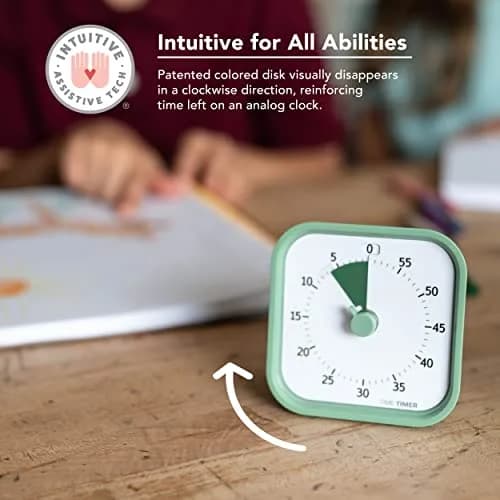 TIME TIMER Home MOD – 60-Minute Visual Timer Silent Study Tool for Kids & Adults, Fern Green thumbnail 4