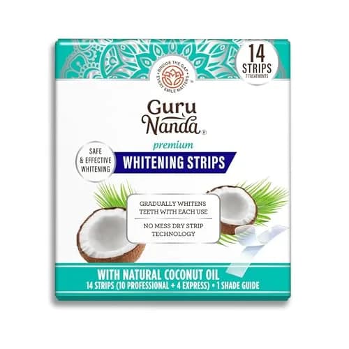GuruNanda Teeth Whitening Strips Kit 14 Count (Pack of 1) | Vegan & Cruelty-Free Formula for Brighter Smiles thumbnail 1