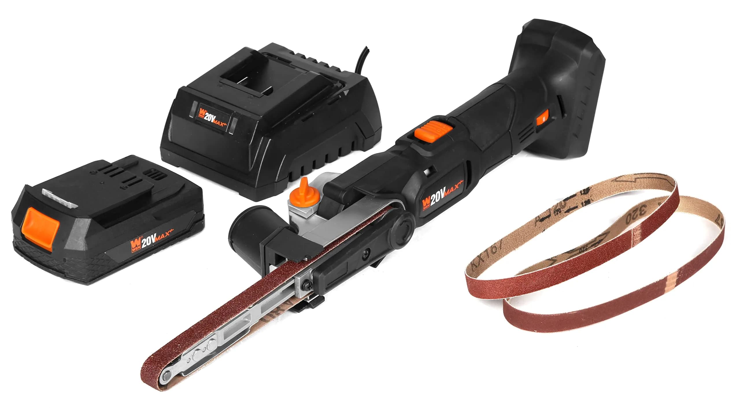 WEN 20V Max Cordless Variable Speed Detailing File Sander 1/2-inch x 18-inch | Brushless Motor, 2.0 Ah Battery Included — Cordless + 1600 FPM