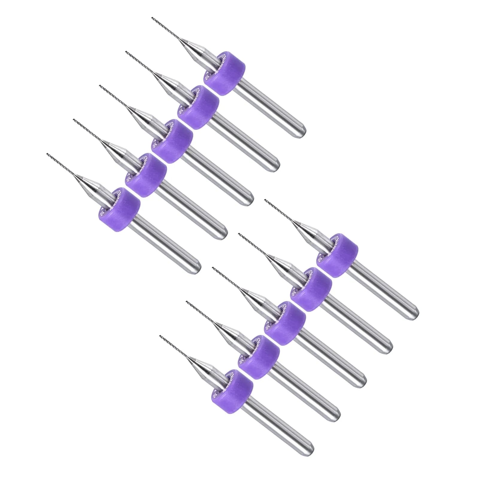 CoCud 0.3mm Micro PCB Drill Bits 38mm (1.5") Length, 1/8" Shank, Tungsten Carbide Twist Drill Bits for CNC & Electronics, 20-Piece Set — Purple
