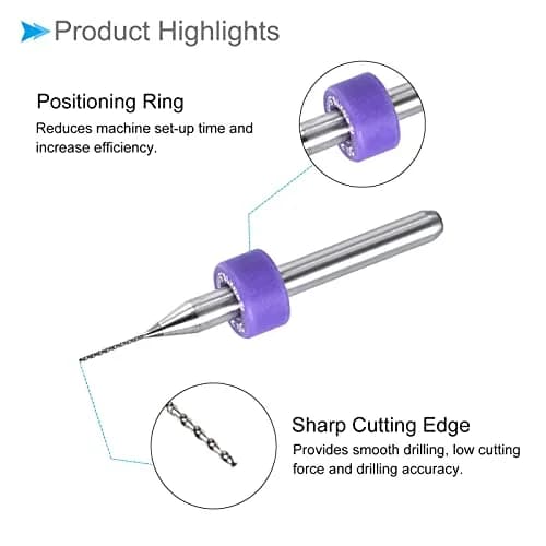 CoCud 0.4mm Micro PCB Drill Bits 1/8" Shank 38mm L | Tungsten Carbide for CNC Engraving Machines thumbnail 5