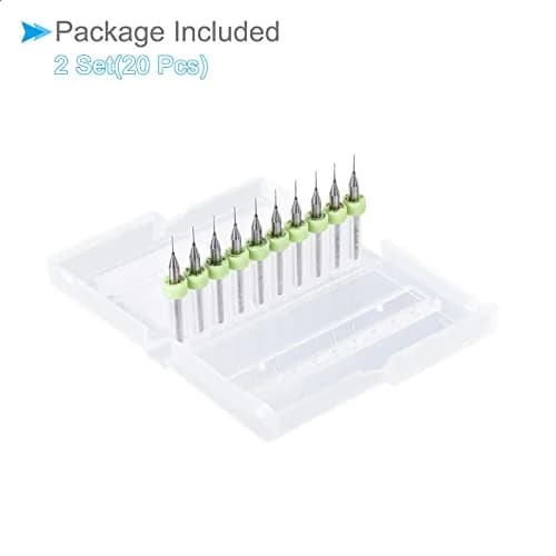 CoCud 0.3mm Micro PCB Drill Bits 38mm (1.5") Length, 1/8" Shank, Tungsten Carbide Twist Drill Bits for CNC & Electronics, 20-Piece Set thumbnail 6