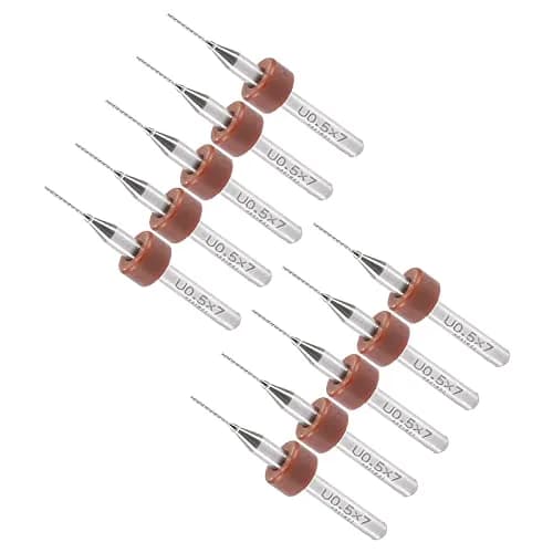 CoCud Micro PCB Drill Bits 0.5mm Cutting Edge 38mm Length | 20-Piece Set with 1/8" Shank thumbnail 1