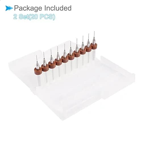 CoCud Micro PCB Drill Bits 0.5mm Cutting Edge 38mm Length | 20-Piece Set with 1/8" Shank thumbnail 6