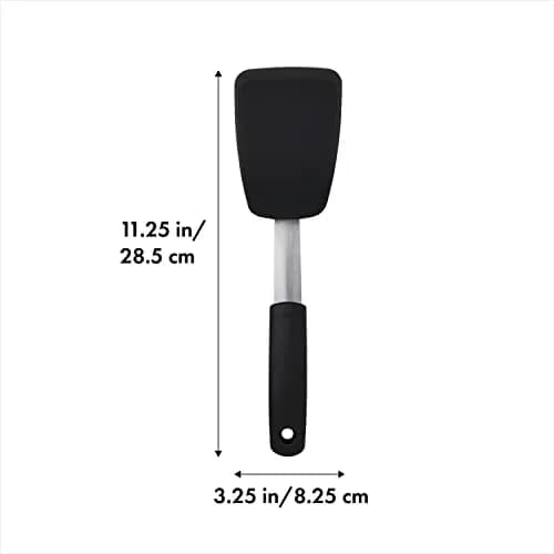 OXO Good Grips Small Silicone Flexible Turner & Omelet Turner Set, Black | Heat-Resistant Up to 450ºF thumbnail 6
