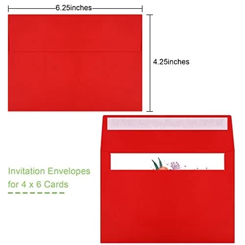 Joyberg Red A4 Envelope 10.8 x 16 cm (4.25 x 6.25 inches) | Self-Seal for Invitations & Photos thumbnail 2
