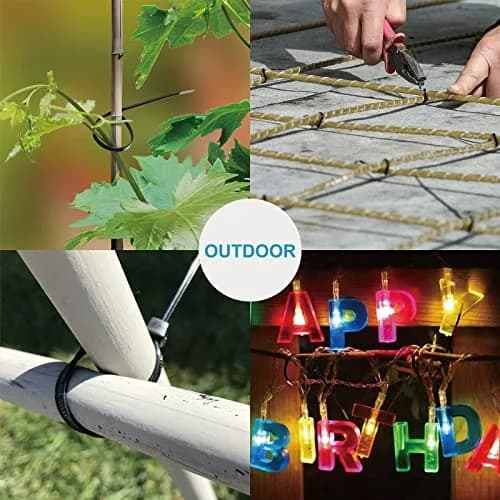 ANOSON Zip Ties Assorted Sizes 4"+6"+8"+12" | UV Resistant Nylon, 2000 Pack, Black thumbnail 6