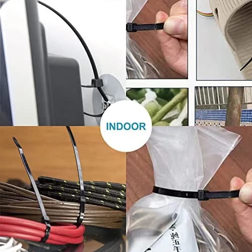 ANOSON Zip Ties Assorted Sizes 4"+6"+8"+12" | UV Resistant Nylon, 2000 Pack, Black thumbnail 7
