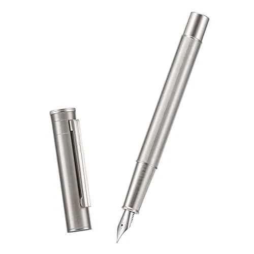 Asvine Stainless Steel Fine Nib Fountain Pen 136mm (5.35 in) | Classic Writing Instrument thumbnail 1