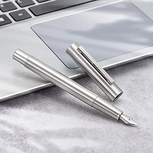 Asvine Stainless Steel Fine Nib Fountain Pen 136mm (5.35 in) | Classic Writing Instrument thumbnail 4