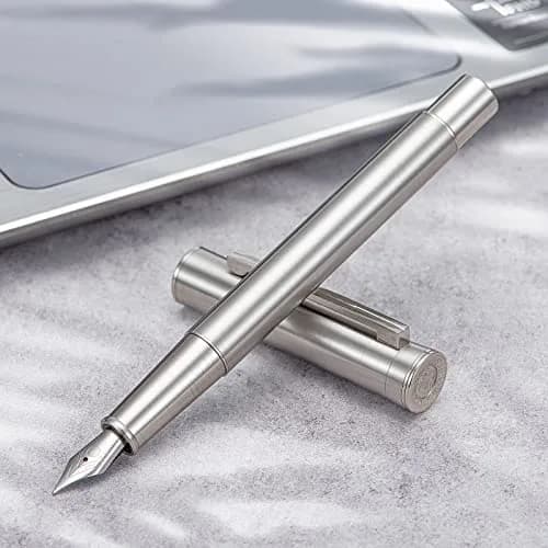 Asvine Stainless Steel Fine Nib Fountain Pen 136mm (5.35 in) | Classic Writing Instrument thumbnail 6