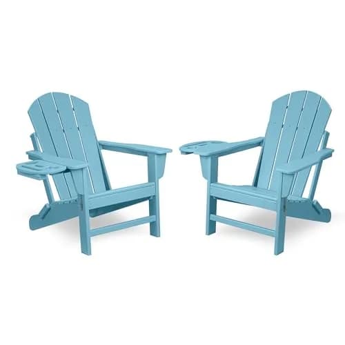 FOOWIN Folding Adirondack Chair Set of 2 | Weatherproof HDPE, 400 lbs Capacity, Ergonomic Design thumbnail 1