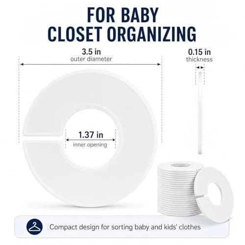 Sukh 30 Baby Closet Dividers Durable - Home Closet Organizer & Storage | White Plastic Rack Dividers, Large Hanger Labels, Hanging Clothes Size Dividers, for Boutique Settings & Nursery Essentials thumbnail 6