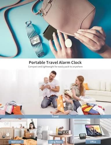 MeesMeek 6201 Digital Travel Alarm Clock 10.0 cm (4 in) | Battery Operated with Backlight & Temperature thumbnail 6