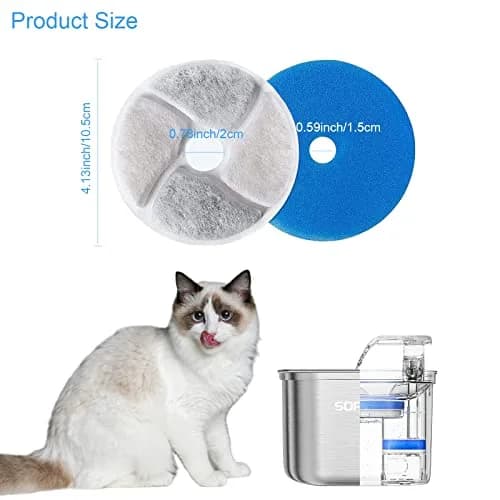 SORON Cat Water Fountain Filters, 4 Pack Replacement Filters, 4.13 inch Diameter | Advanced 3-Stage Filtration for Clean Water thumbnail 2
