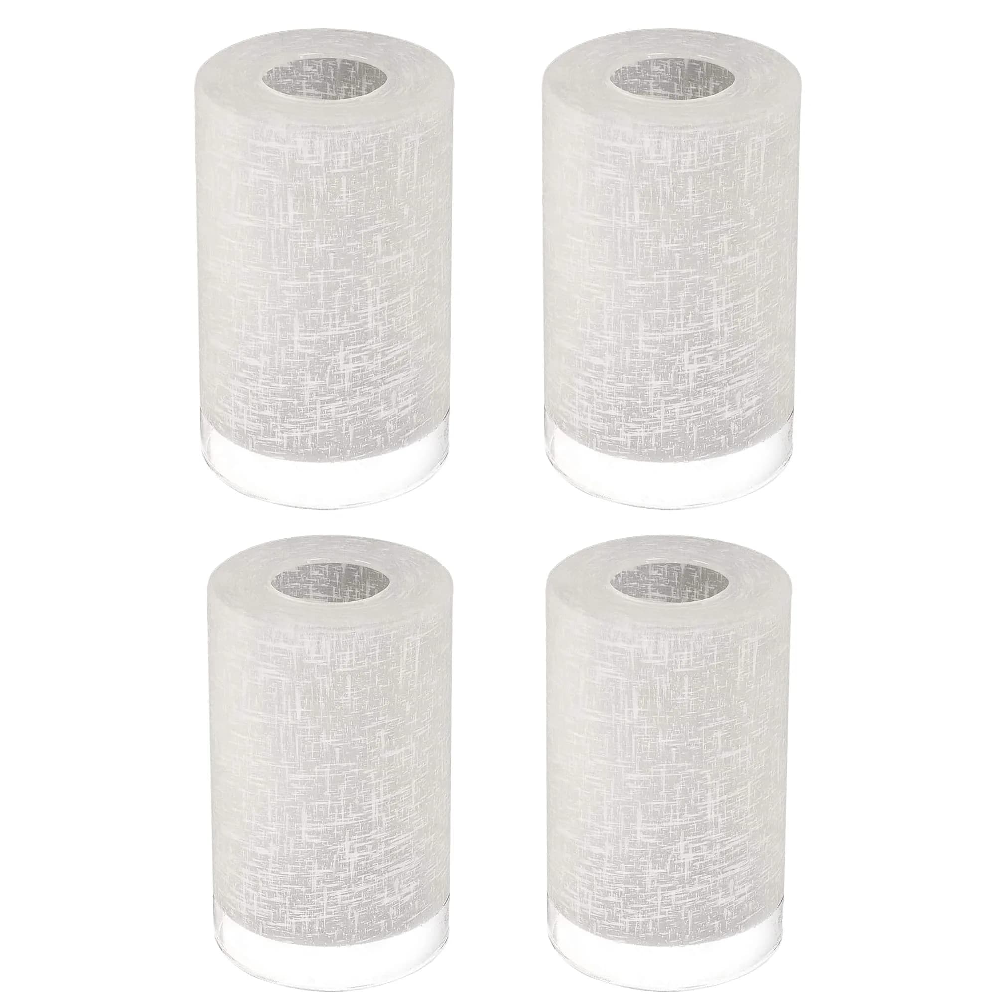 Eidonta White Linen Frosted Glass Lamp Shade Covers | 4 Pack, 5.9in Height, 3.9in Diameter, Fitter 1.65in, Cylinder Fixture, Globe Replacement - main product image