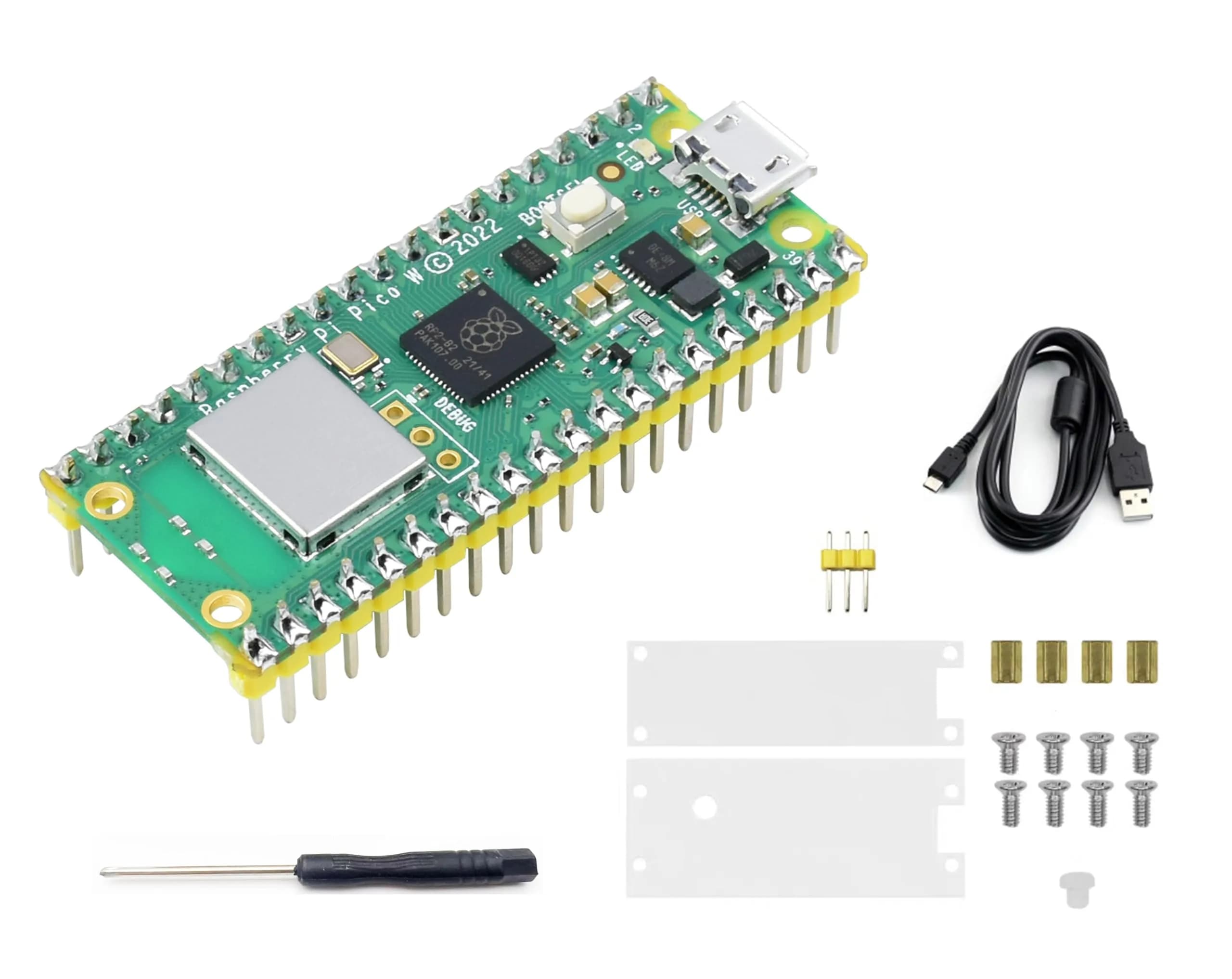 waveshare Raspberry Pi Pico W Single Board Computer 2.4 GHz Wi-Fi | Dual-Core ARM Cortex M0+ | Comes with Case & Accessories - main product image