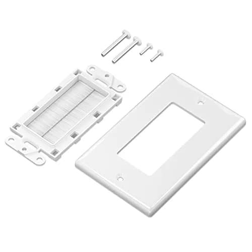iwillink White 2 Pack Brush Wall Plate | Single Gang Cable Pass Through Insert for HDMI, Coax, Speaker Wires thumbnail 4