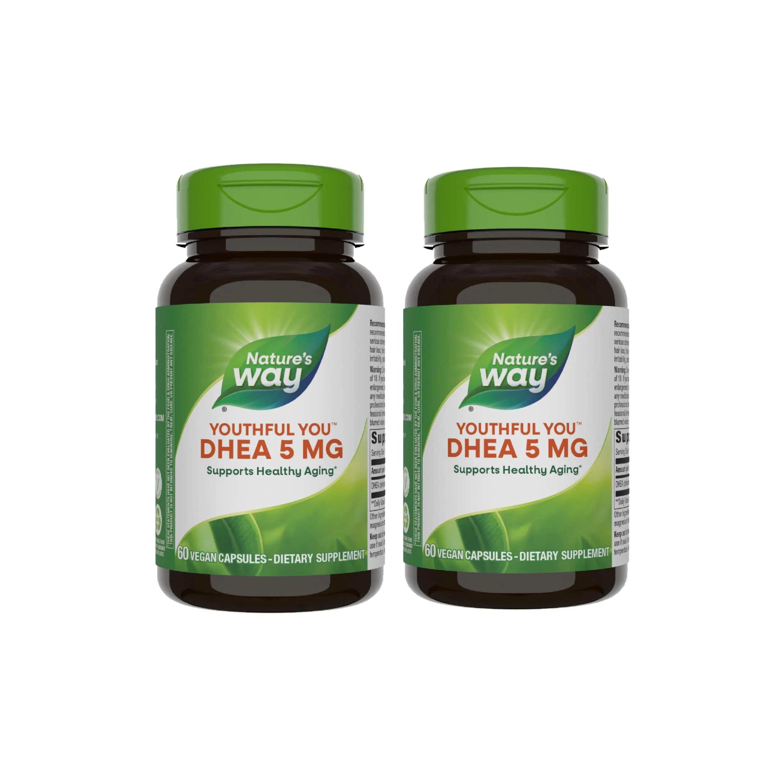 Nature's Way Youthful You DHEA 5 Mg Vegan Capsules 60 Count | Supports Healthy Aging & Hormone Production — 2-Pack