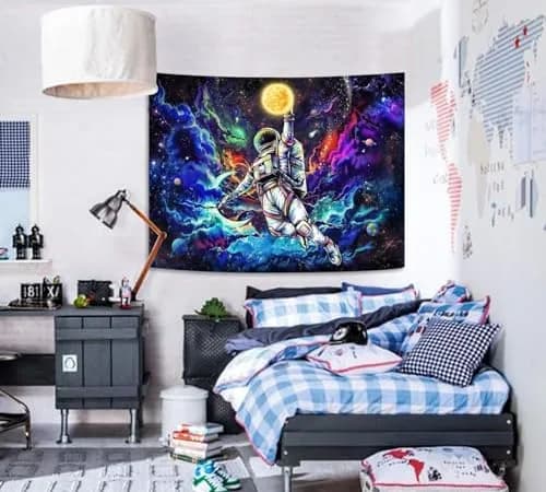 kampdream Blacklight Astronaut Space Tapestry 36×48 inch | UV Reactive Galaxy Universe Planet Glow in Dark Wall Art thumbnail 9
